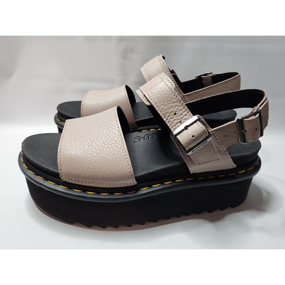 Dr. Martens Voss Quad Pisa Sandal Vintage Taupe Platform Leather Women’s 11
